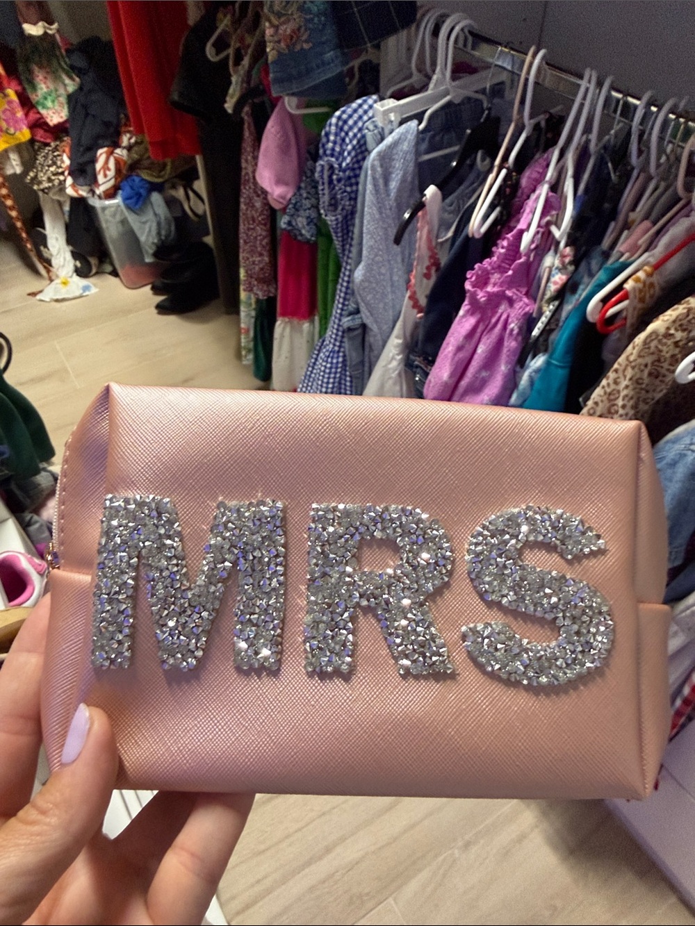 Embellished Pink 'MRS' Cosmetic Pouch